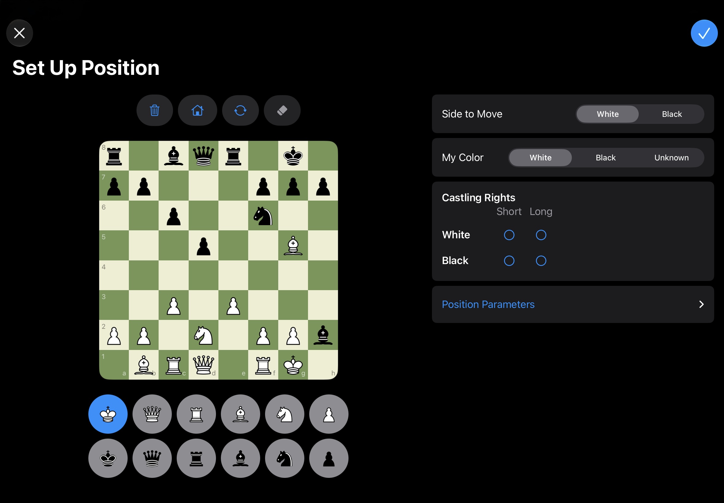 Chessory: die Brettstellung im Editor